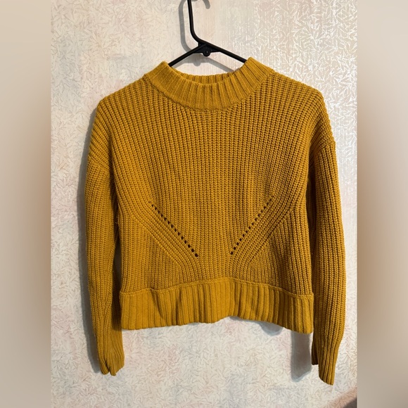 Hippie Rose Mustard Crew Neck Sweater, Fall Colored, Warm and Cozy, Sz XS - Picture 1 of 7